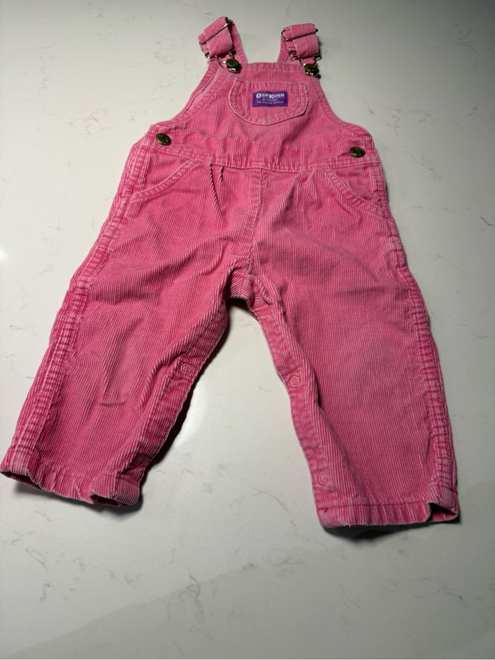 Vintage OshKosh B'gosh Bright Pink Corduroy Overalls 12-18 months
